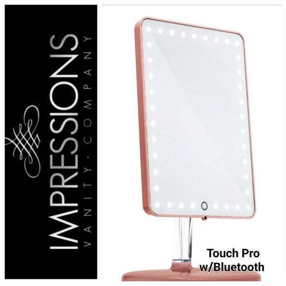 Impressions Touch Pro LED Makeup Mirror + Wireless Bluetooth Audio + USB Charger